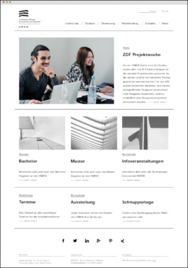 landing page of the HMKW university website. 